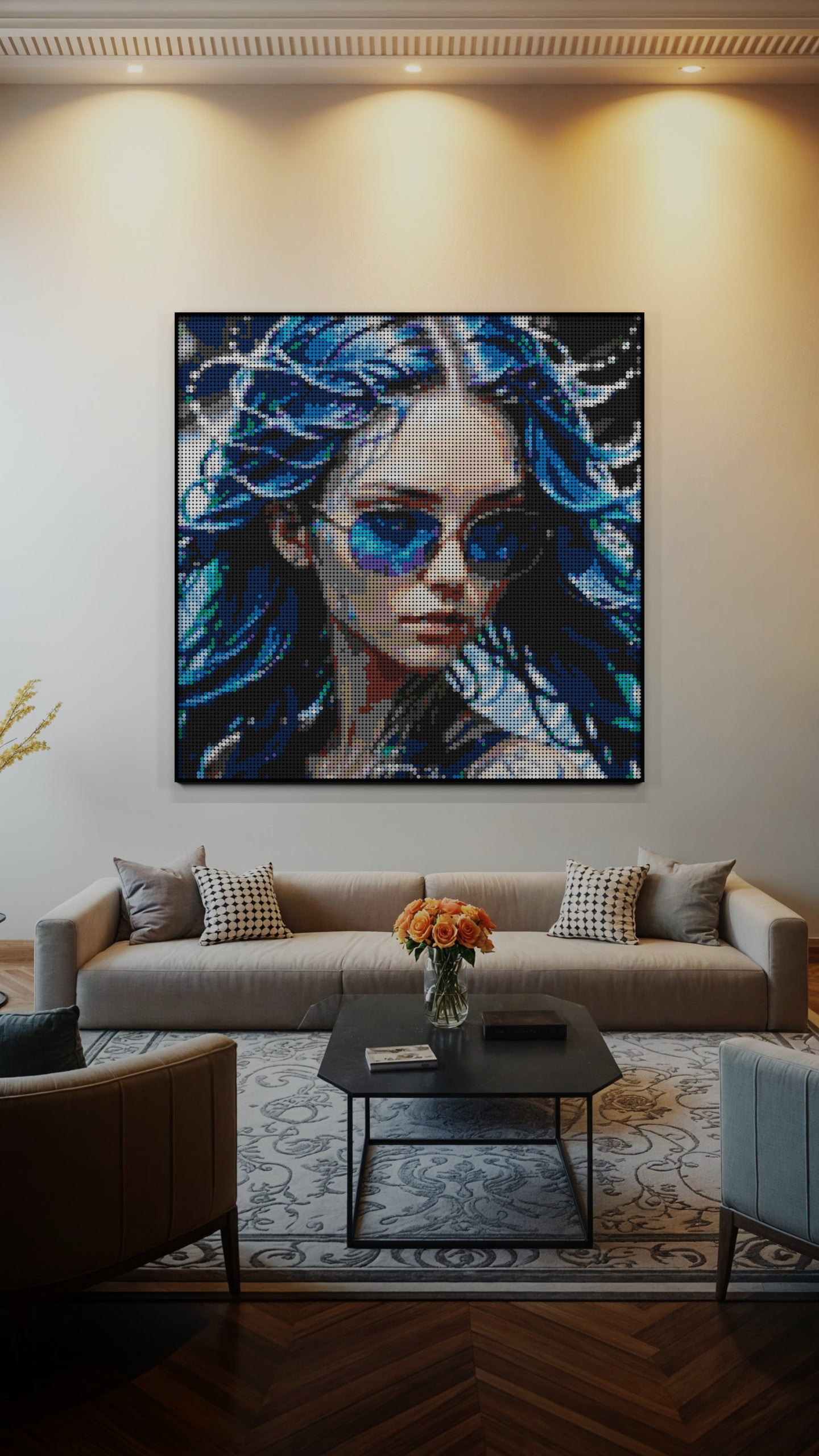 Aqua Enchantress LEGO® Style mosaic pixel art design for display